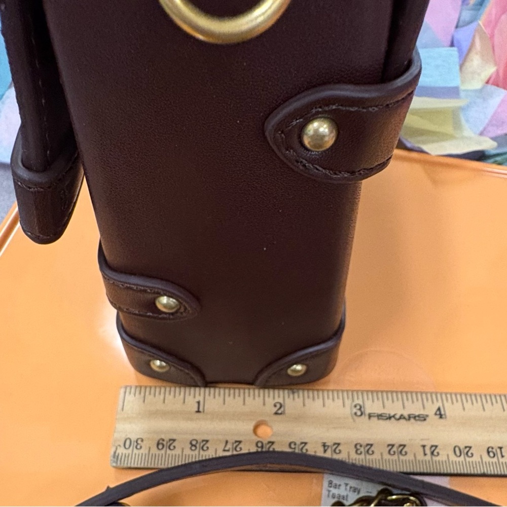 Hello Kitty Brown Monogram Crossbody Satchel with Gold Accent Hardware - Picture 9 of 9